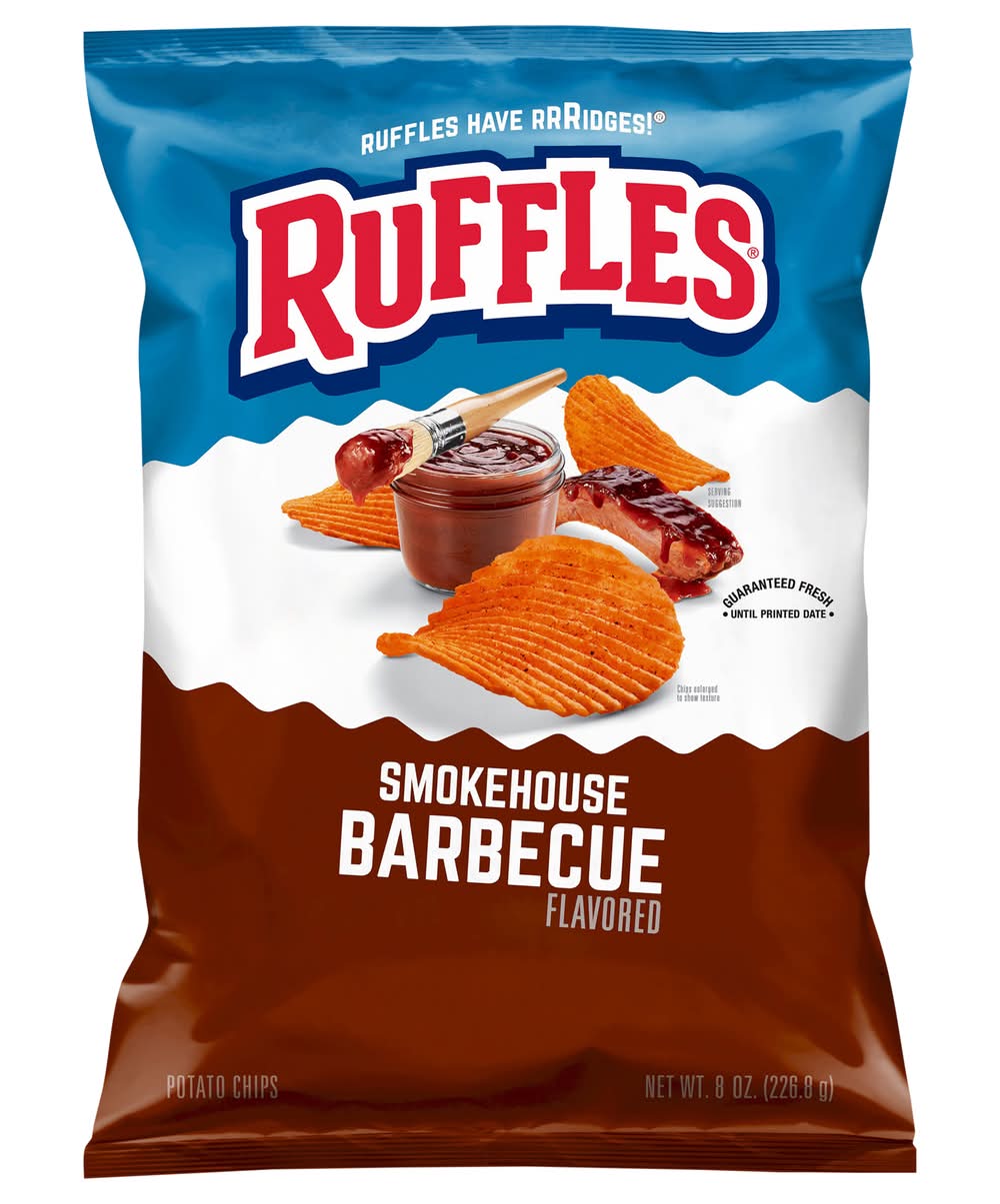 Ruffles Flavored Potato Chips, Smokehouse Bbq (8 oz)