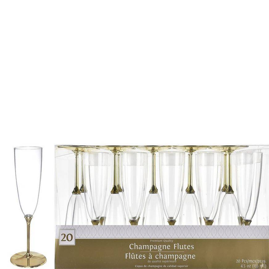 Party City Clear Premium Plastic Champagne Flutes (gold)