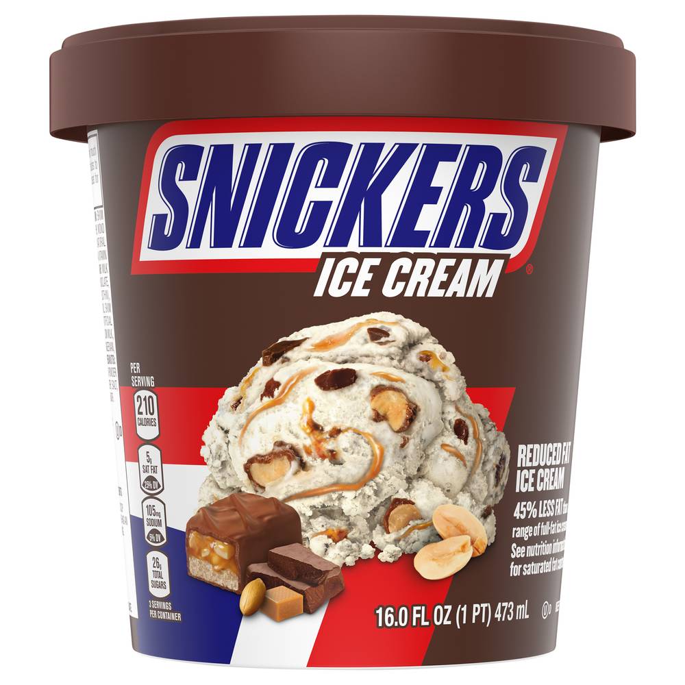 Snickers Reduced Fat Ice Cream, Vainilla (16 fl oz)