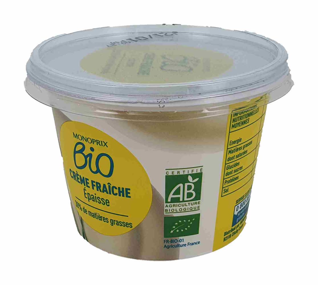 Monoprix - Crème fraîche entière épaisse bio (200ml)