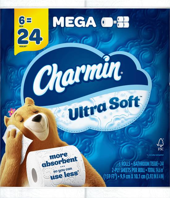 Charmin Ultra Soft 2-ply Mega Rolls Bathroom Tissue (6 ct)