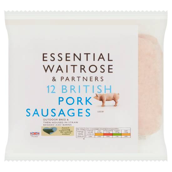 Essential Waitrose & Partners British Pork Sausages (12 ct)