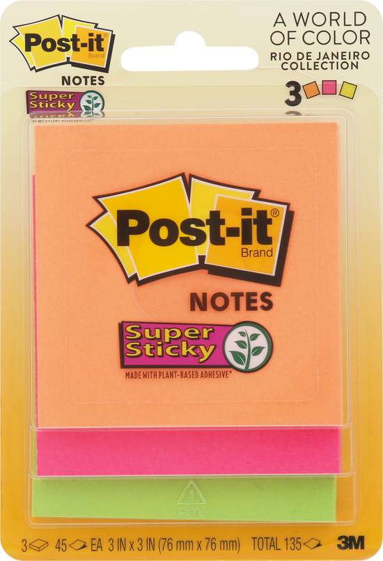 Post-It 3 Color Super Sticky Notes (1 set)