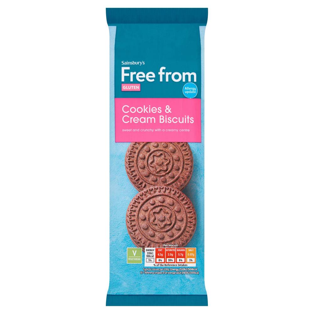 Sainsbury's Free From Cookies & Cream Biscuits 160g