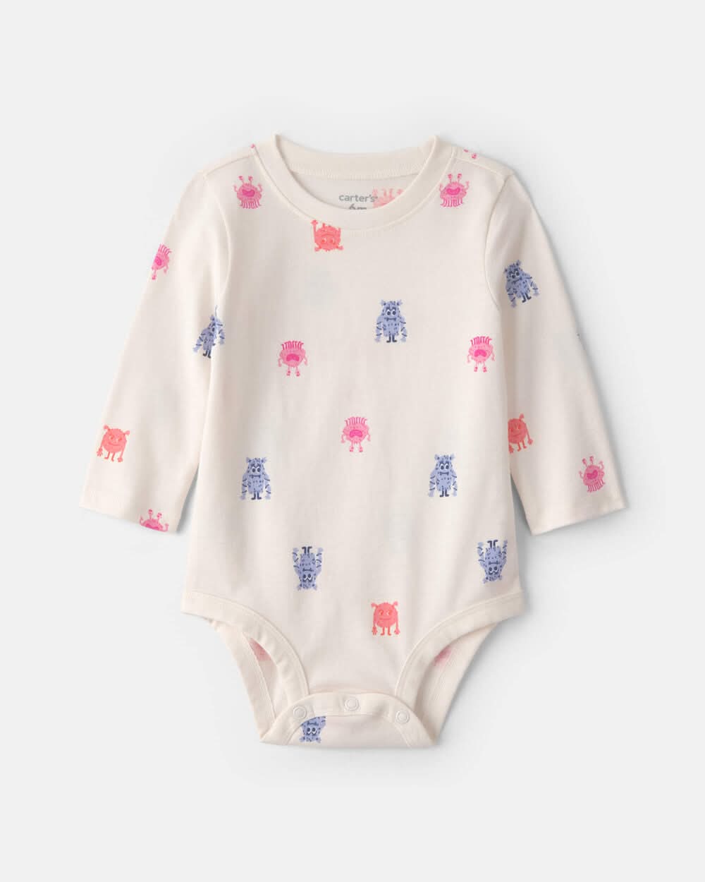 Baby Girl Monster Long-Sleeve Graphic Bodysuit - Cream - 6M