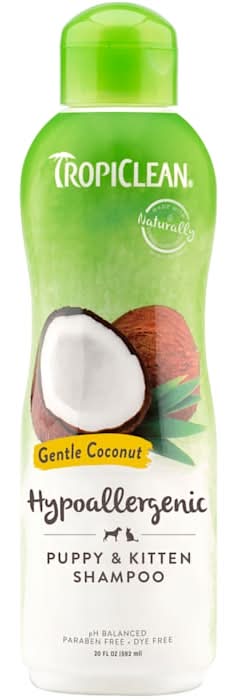 TropiClean Gentle Coconut Hypoallergenic Puppy & Kitten Shampoo, 20 fl. oz.