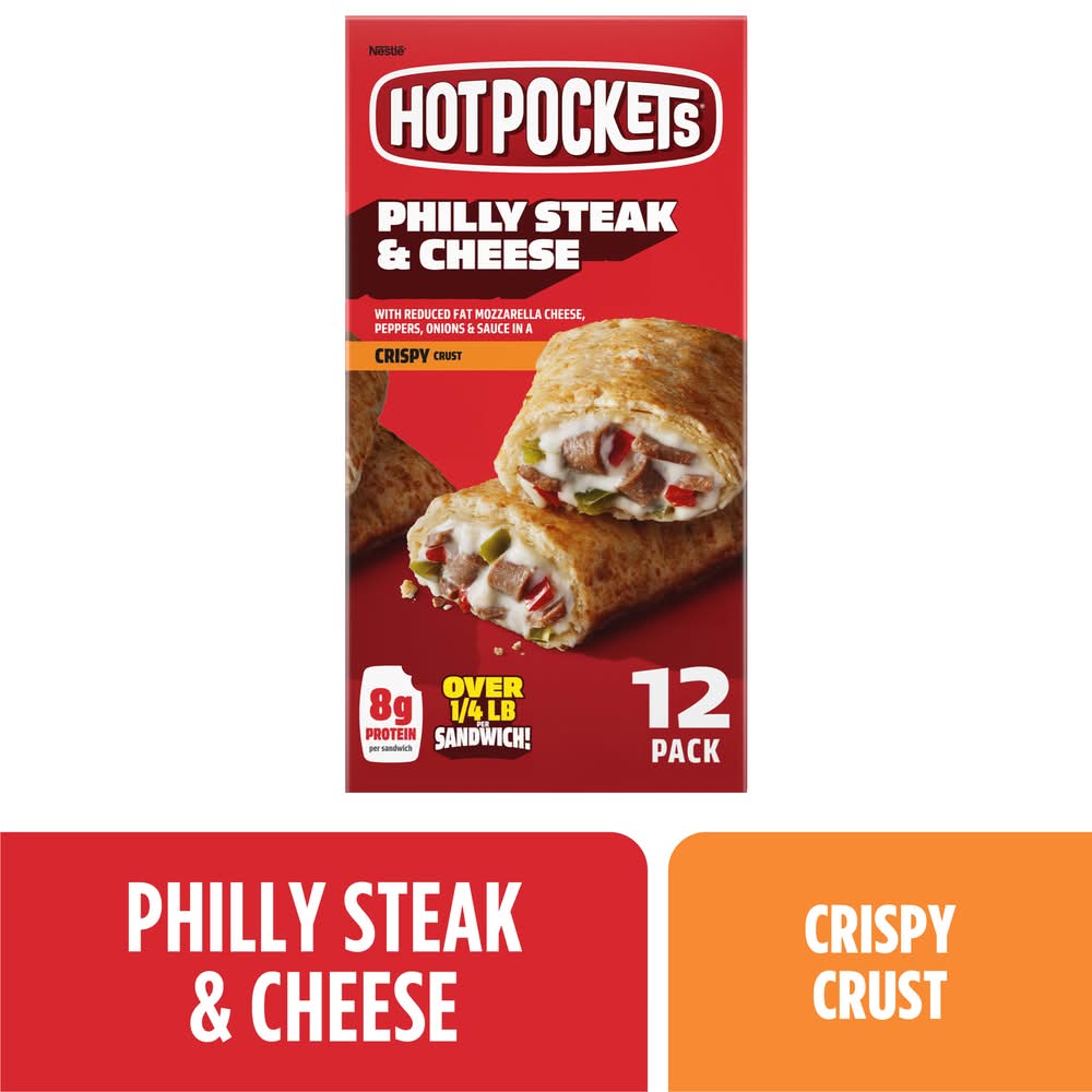 Hot Pockets Philly Steak and Cheese Seasoned Crust Sandwiches (54 oz, 12 ct)