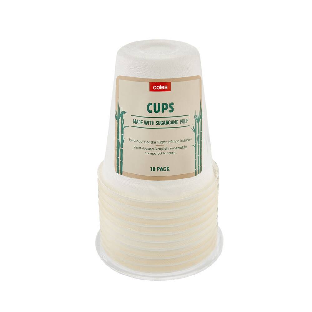 Coles Sugarcane Cups 10 pack