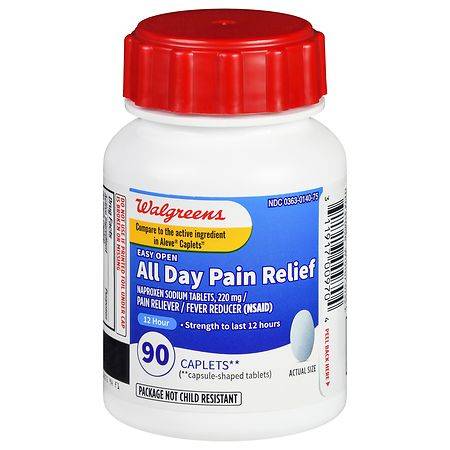 Walgreens Easy Open All Day Pain Relief 220 mg Caplets (90 ct)