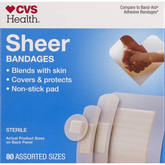 CVS Health Sheer Bandages, Assorted Sizes, 60 CT