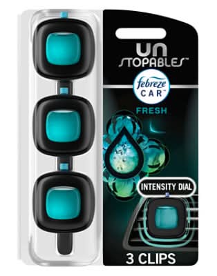 Febreze Unstopables Car Air Freshener Vent Clips, Fresh (3 x 2.2 ml)
