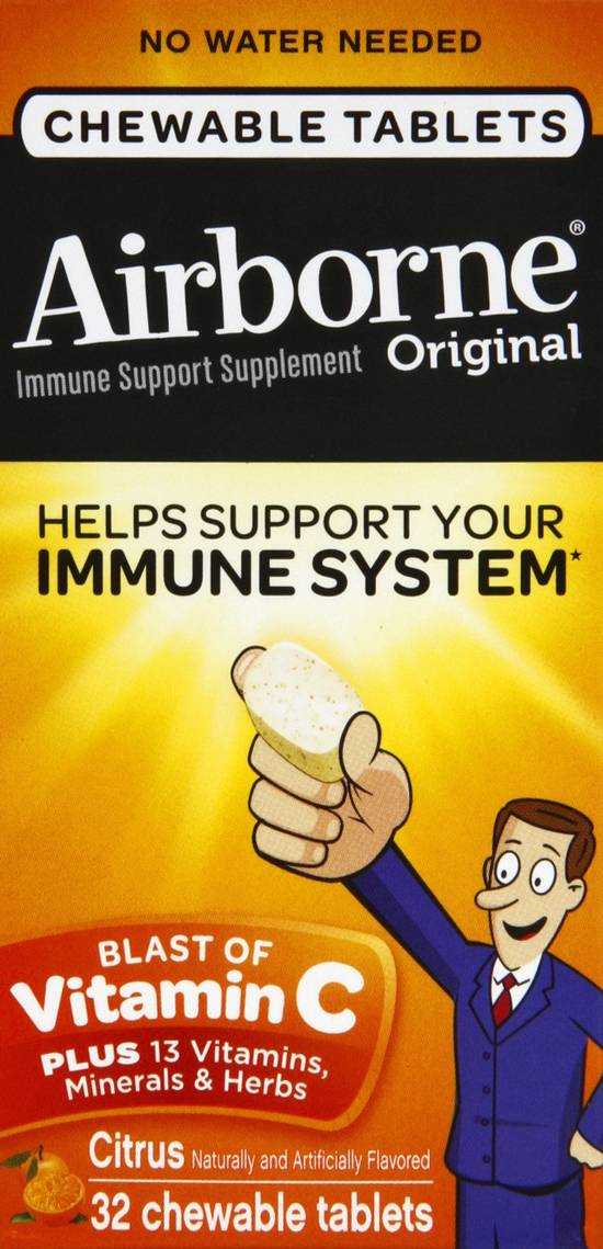 Airborne Citrus Immune Support Supplement Chewable Tablets (32 ct)