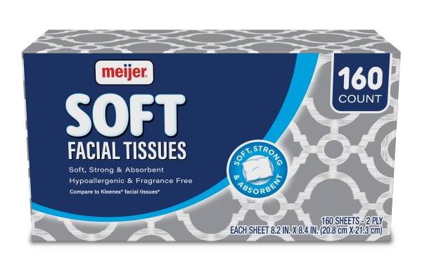Meijer Soft Facial Tissue White (160 ct)