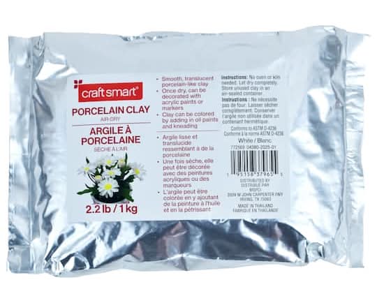 Craft Smart Air Dry Porcelain Clay, White (2.2 lbs)