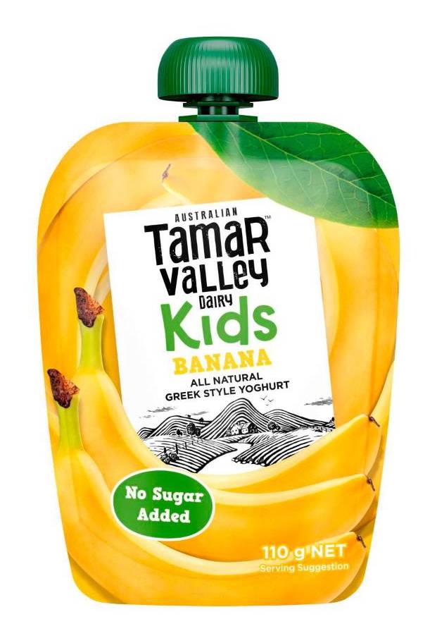 Tamar Valley Dairy Kids All Natural Greek Yoghurt Pouch, Banana (110g)