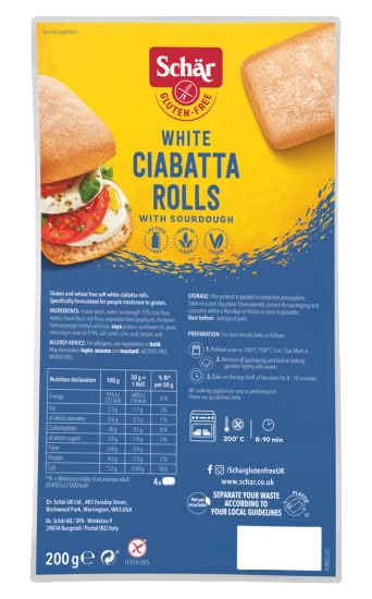 Schär Gluten-Free White Ciabatta Rolls (200g)