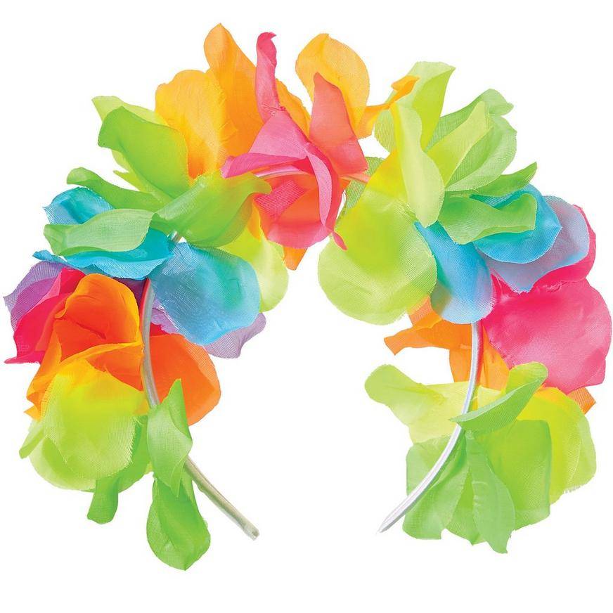 Neon Rainbow Flower Fabric Plastic Headband