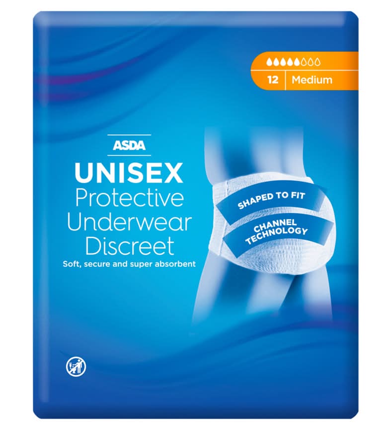 ASDA 12 Medium Unisex Protective Underwear Discreet