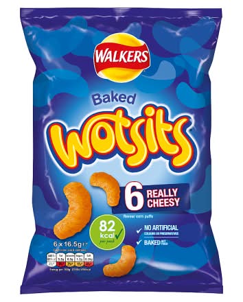 Walkers Really Cheesy, Baked Wotsits Corn Puffs (6 x 16.5g)