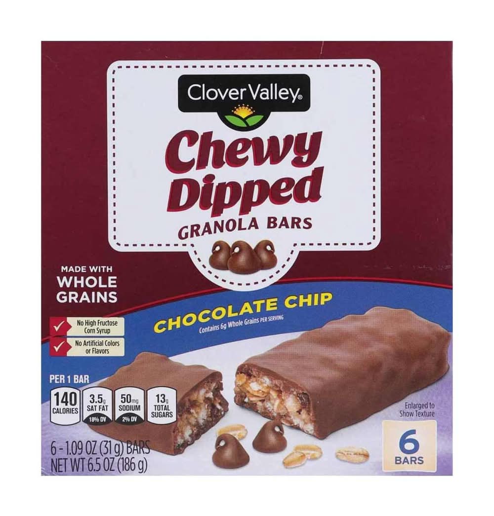 Clover Valley Chewy Dipped Chocolate Chip Granola Bars (6 x 1.09 oz)
