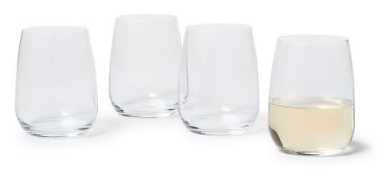 Sur La Table Bistro Stemless Wine Glasses, Set of 4 Clear 14.201 oz