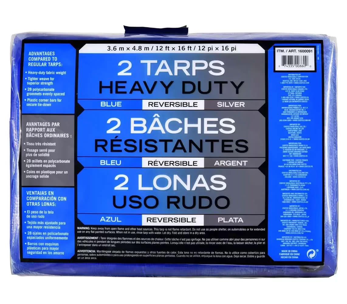 Lonas resistentes reversibles de uso rudo, azul - plata (2 un)