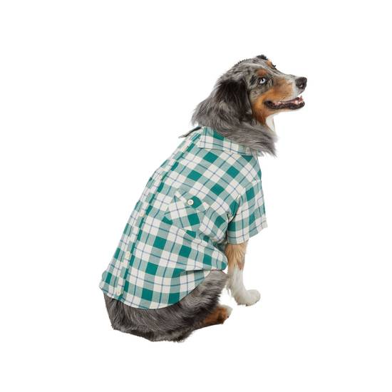 Top Paw® Plaid Print Dog Shacket (Color: Green, Size: Medium)