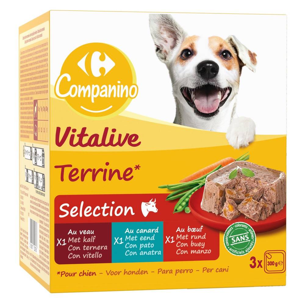 Carrefour Companino - Vitalive terrine selection aux viandes pour chiens (3)