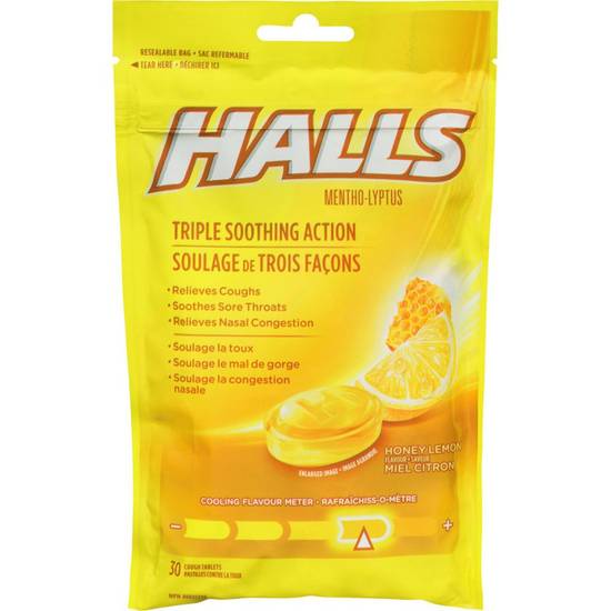 Halls mentho-lyptus miel et citron pastilles (12 unités) - mentho-lyptus honey lemon (30 units)