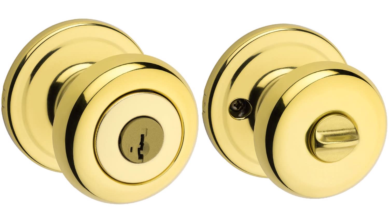 Kwikset Smartkey Juno Polished Brass Entry Door Knob Kw1 1-3/4 In.