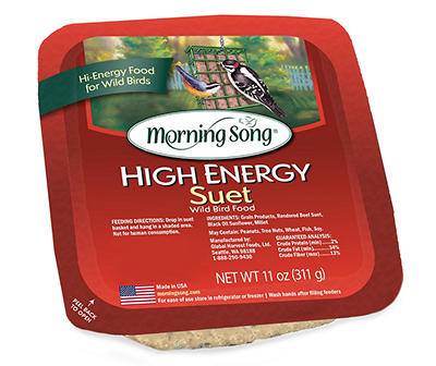 Wild Bird Food, High Energy Suet, 11 Oz.