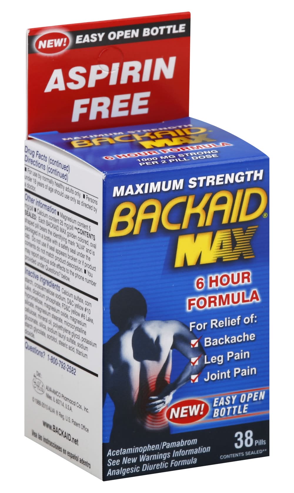 BACKAID Maximum Strength Asprin Free Pain Relief Pills (0.7 oz, 38 ct)