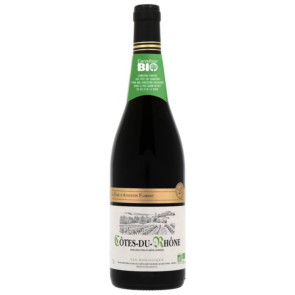 La Cave d'Augustin Florent - Carrefour bio vin rouge aoc côtes du rhône domestique (750ml)