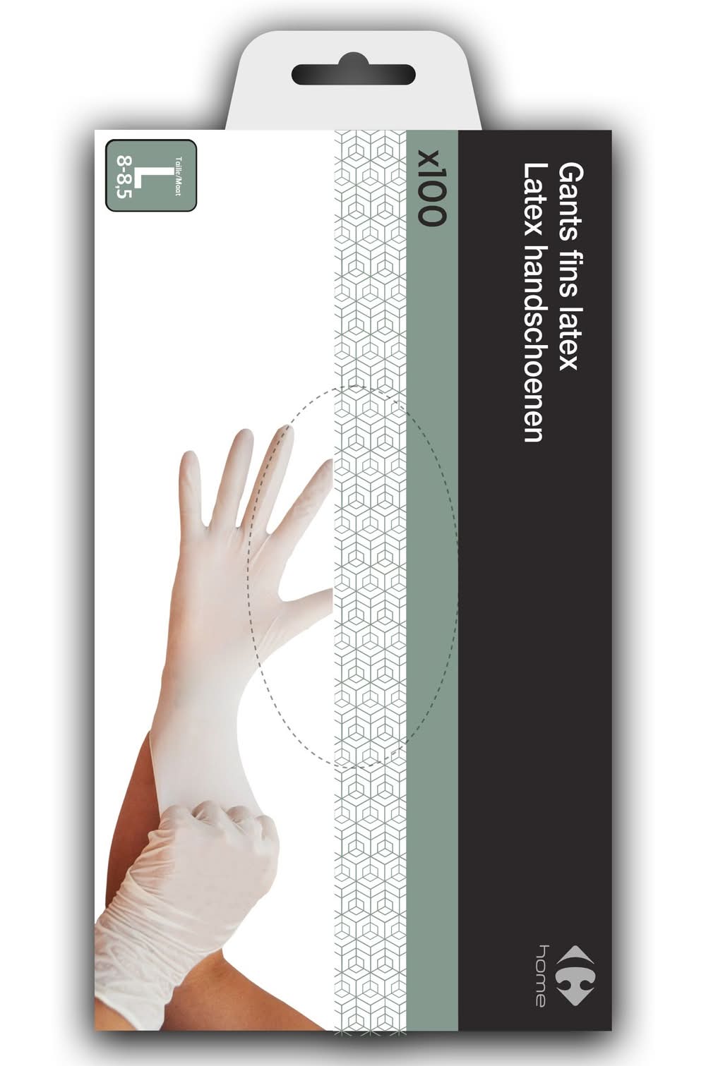 Carrefour - Gants fins latex, L, blanc (100)