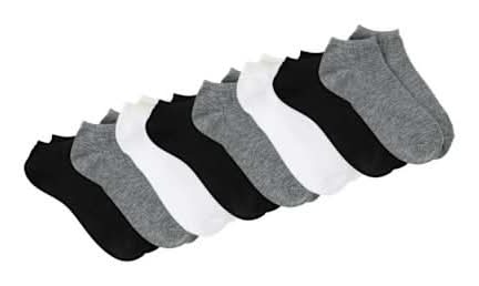 Young Mens No Shows Everyday Socks 8-Pack Black/Gray/White