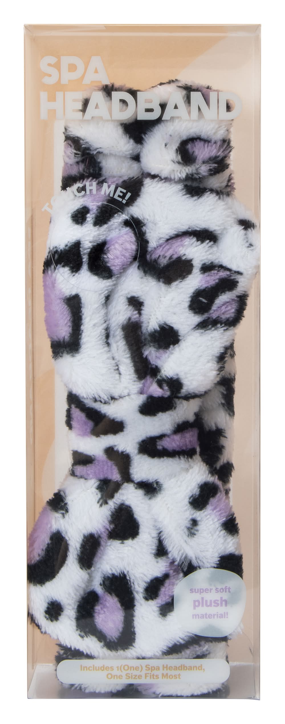 Plush Bow Spa Headband Purple Leopard
