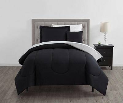 Real Living 8-piece Reversible Comforter Set (queen/black & gray)