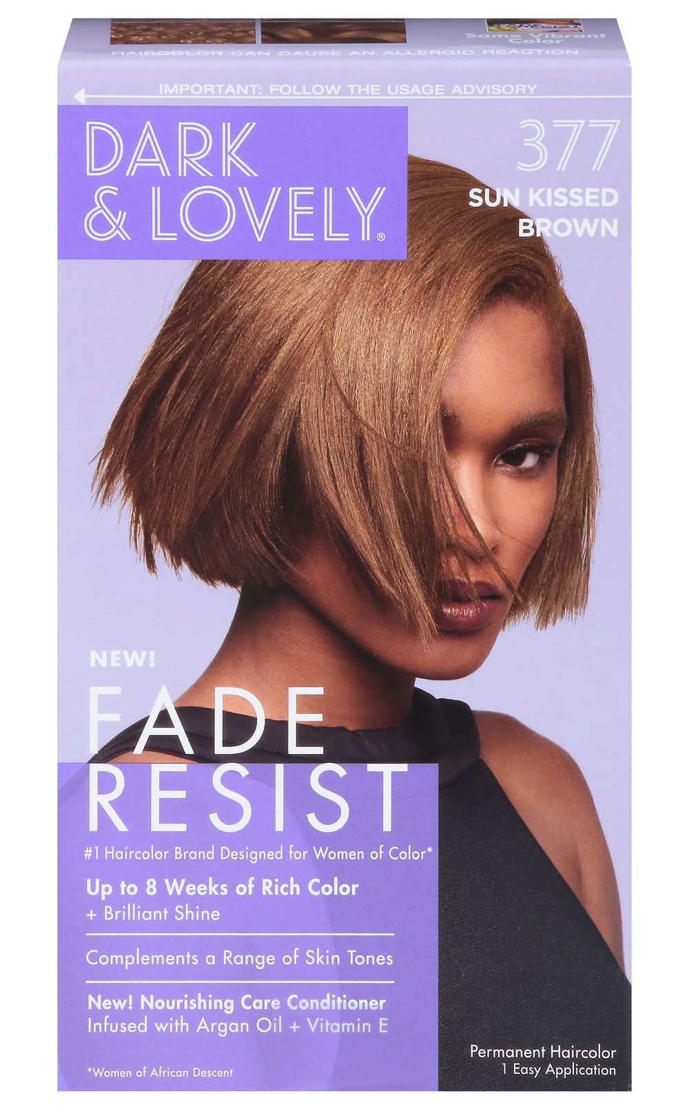 Dark and Lovely Fade Resist Hair Dye, 377 Sun Kissed Brown (8 oz)
