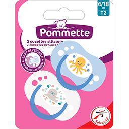 Pommette - Sucettes silicone bout réversible T2 garçon