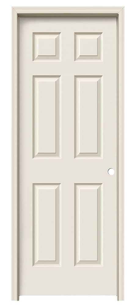 JELD-WEN 30-in x 80-in Primed Hollow Core 6-panel Left Hand Molded Composite Single Prehung Interior Door