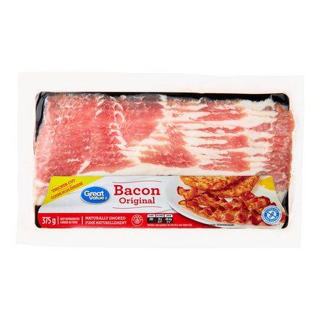Great value bacon fumé naturellement great value (375 g) - naturally smoked bacon (375 g)
