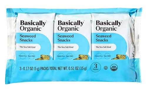 Basically Seaweed Organic Snacks, Sea Salt (3 x 0.17 oz)