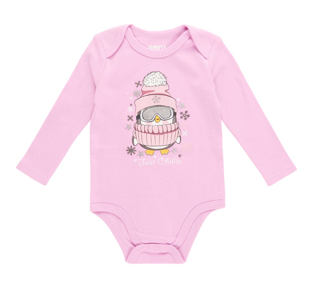 MONKEY BARS Infant Girls' Winter Wonderland Long Sleeve Onesie, 0-24 Month (3-6M, Lt Purp SC1)