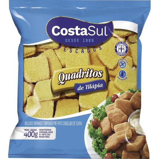 Costa Sul quadritos de tilápia empanado (400 g)