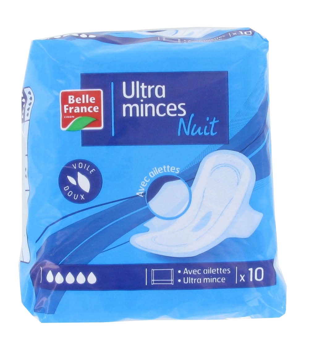 Belle France - Serviettes hygièniques avec ailettes ultra minces nuit
