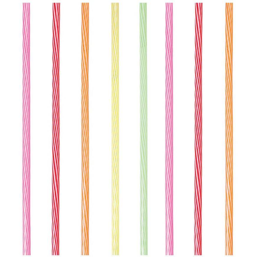 Multicolor Striped Reusable Plastic Straws, 24ct