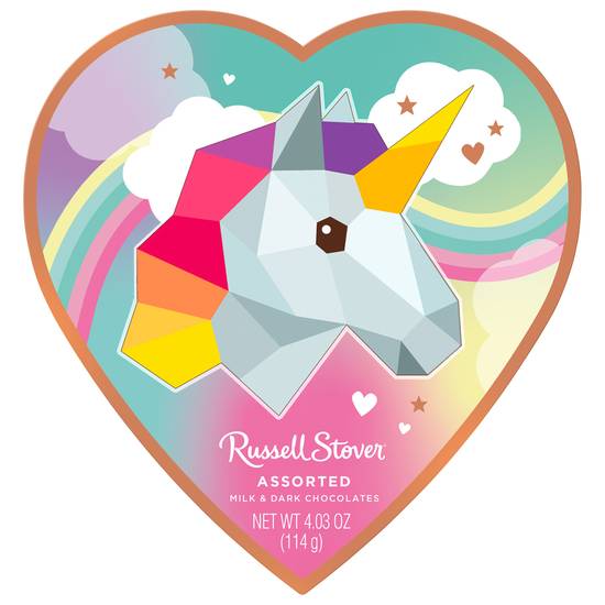 Russell Stover Valentine's Day Unicorn Assorted Milk and Dark Chocolate Gift Box