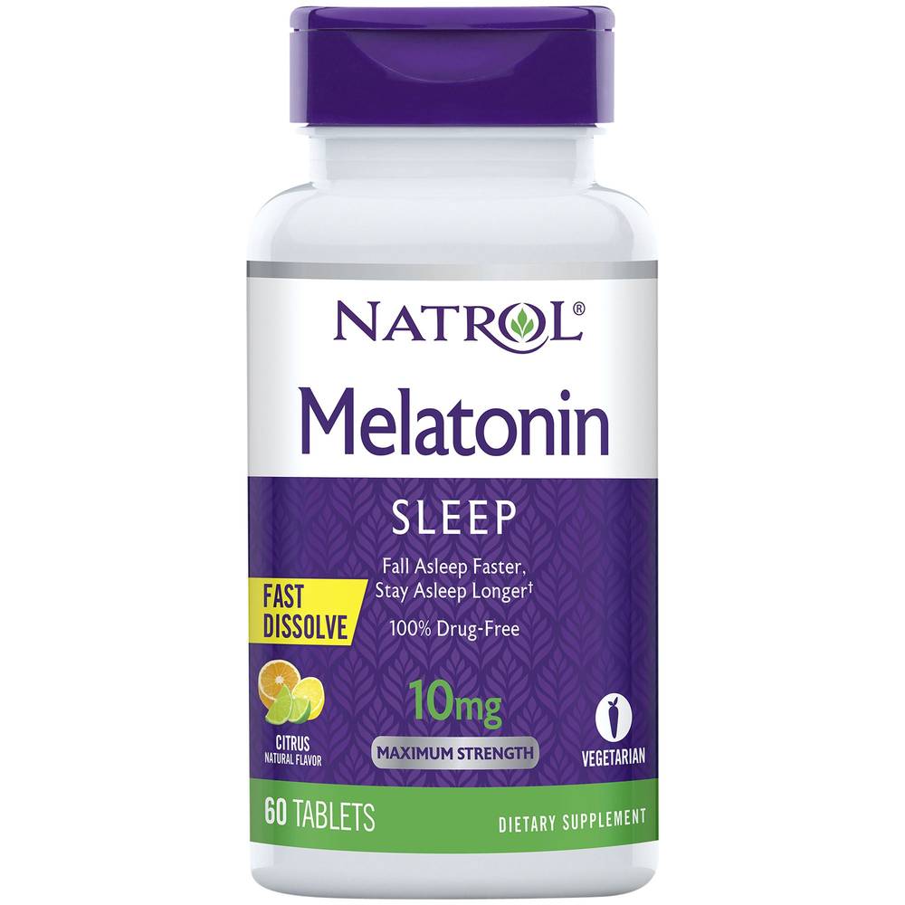 Natrol Melatonin 10 mg Maximum Strength Sleep Support Tablets, Citrus (60 ct)