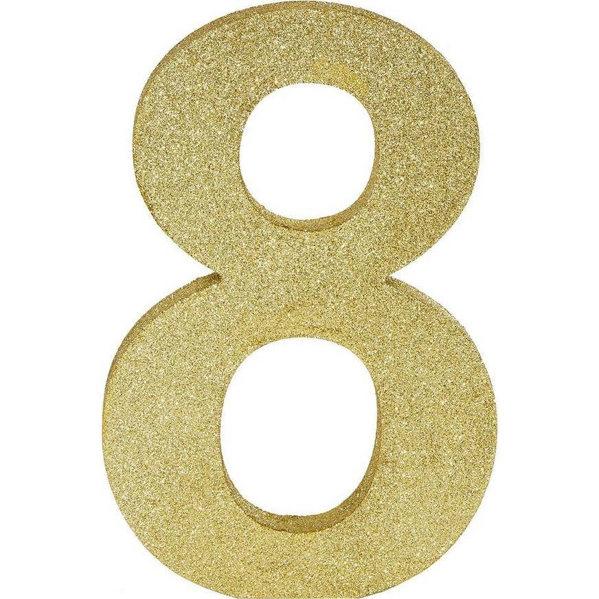 Glitter Gold Number 8 Sign