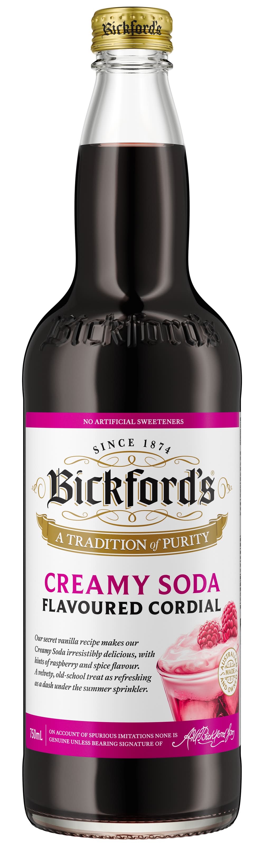 Bickford's Creamy Soda, Cordial (750mL)